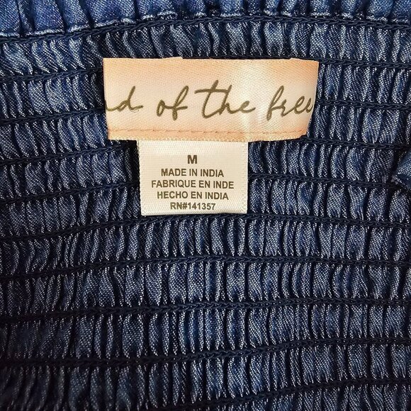 ❤️203 Band Of the Free Chambray Denim Floral Boho Tier Midi Dress - Picture 2 of 10